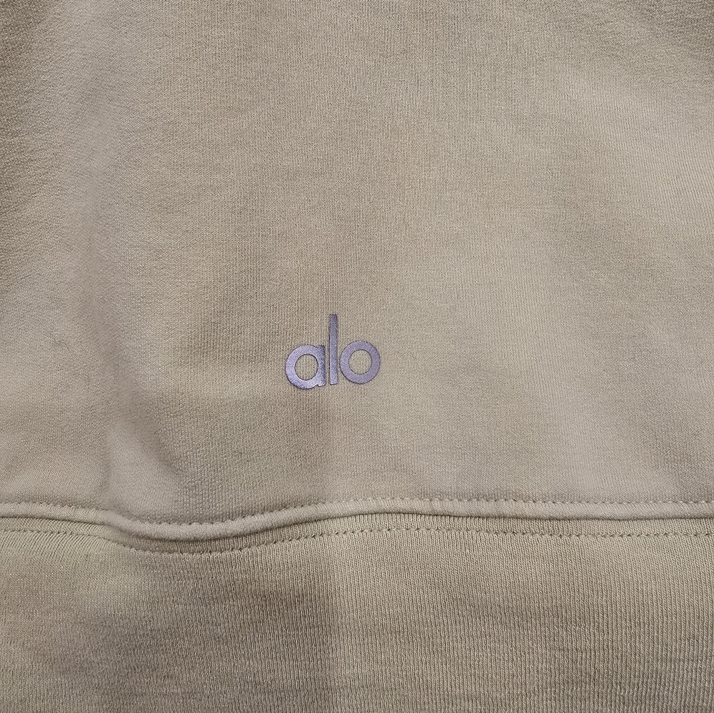 Alo Yoga Cropped Double Take French Terry Hoodie in the color Iced Green Tea - Picture 5 of 7